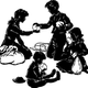 In another illustration from the first book, the hungry family shares three loaves of bread.